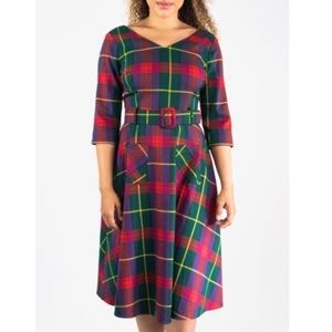 NWT ModCloth x Collectif Plaid Cerere Etude Check Swing Dress US 16 (UK 18)